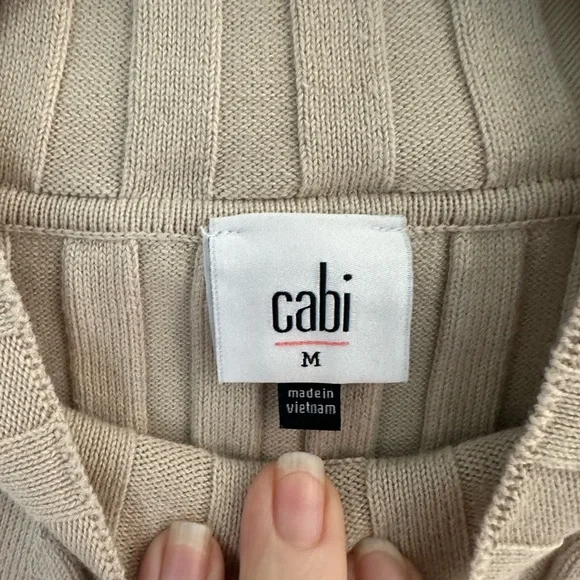 CAbi Contour Beige Ribbed Turtleneck - Picture 4 of 6